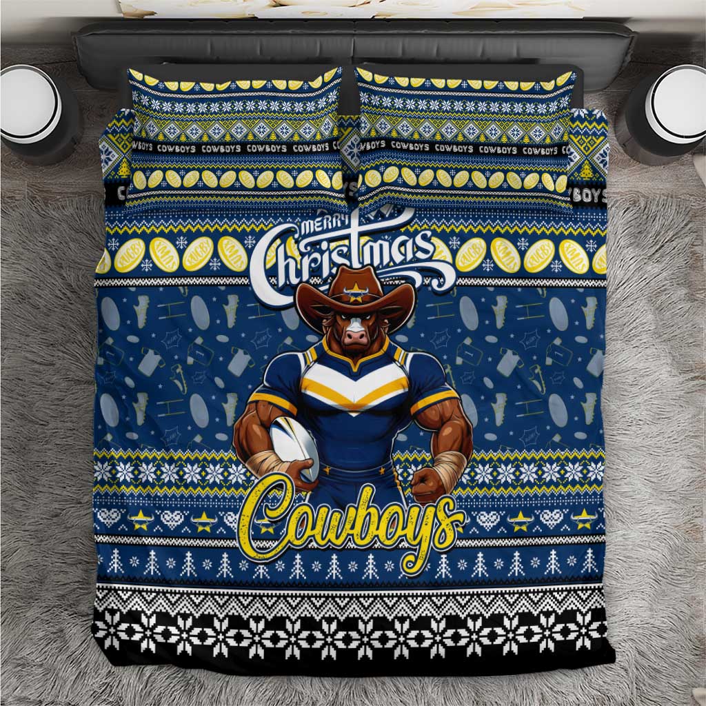 Cowboys Rugby Xmas Bedding Set Australia NRL Mascot - Vibe Hoodie Shop