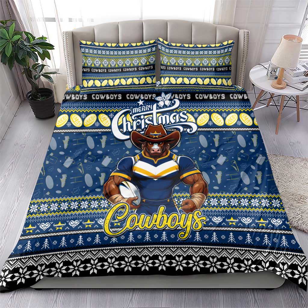 Cowboys Rugby Xmas Bedding Set Australia NRL Mascot - Vibe Hoodie Shop