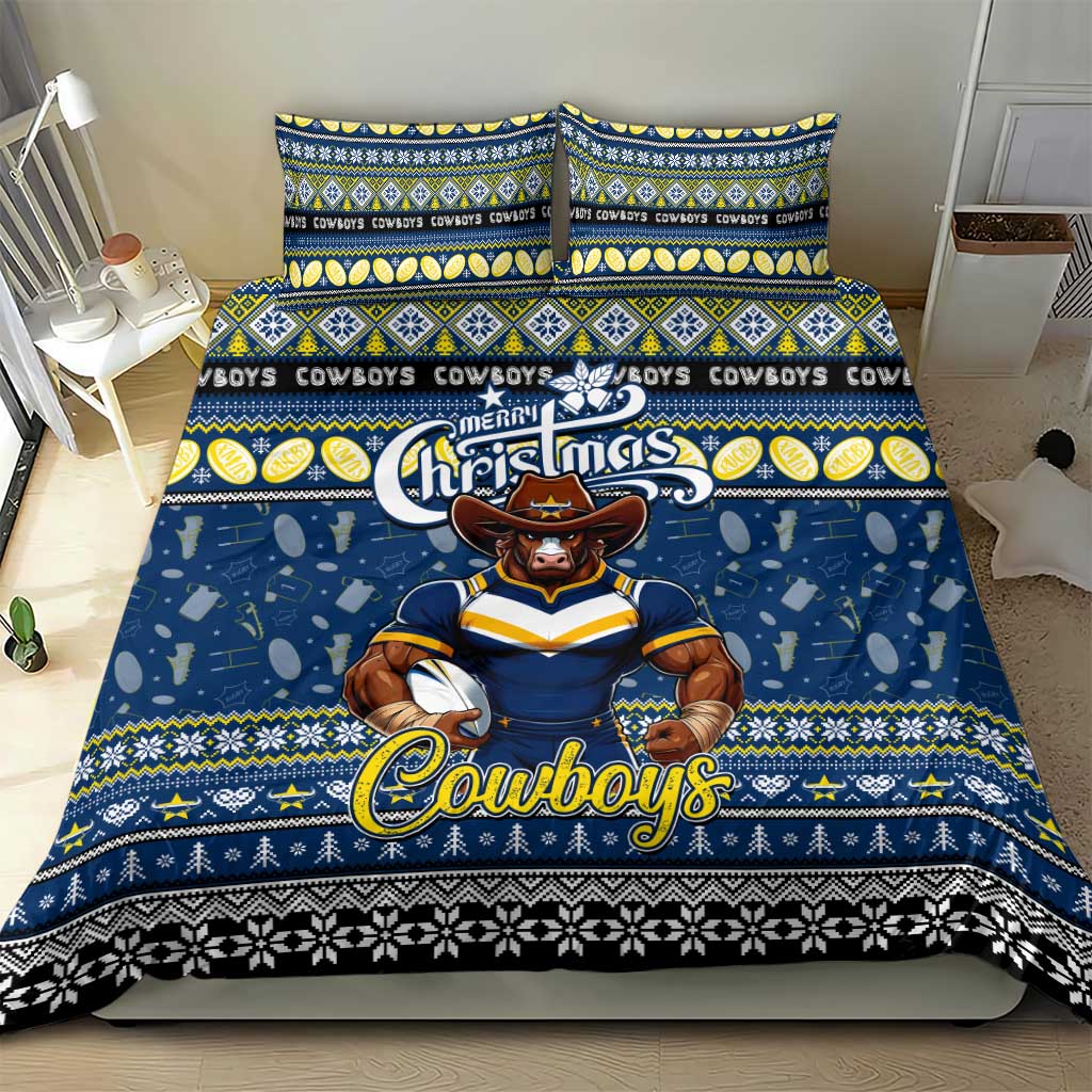 Cowboys Rugby Xmas Bedding Set Australia NRL Mascot - Vibe Hoodie Shop