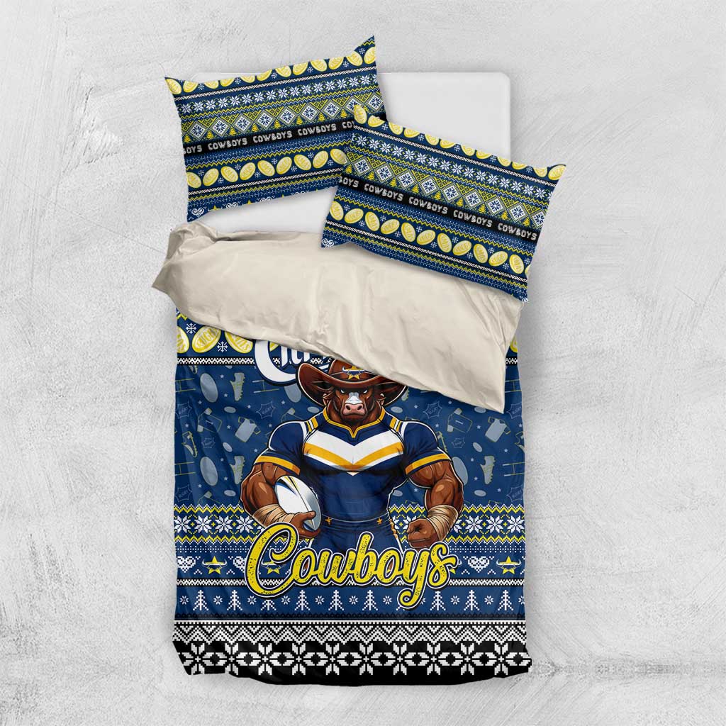 Cowboys Rugby Xmas Bedding Set Australia NRL Mascot - Vibe Hoodie Shop