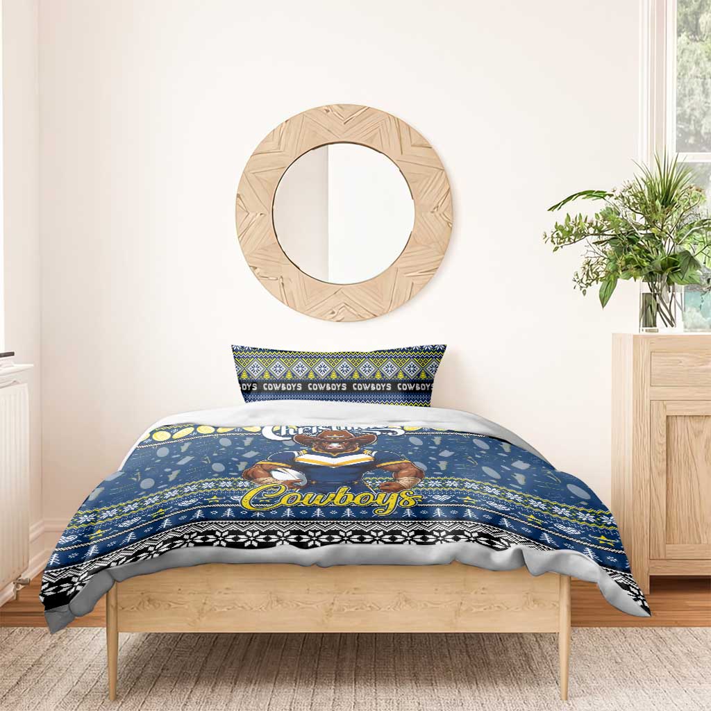 Cowboys Rugby Xmas Bedding Set Australia NRL Mascot - Vibe Hoodie Shop