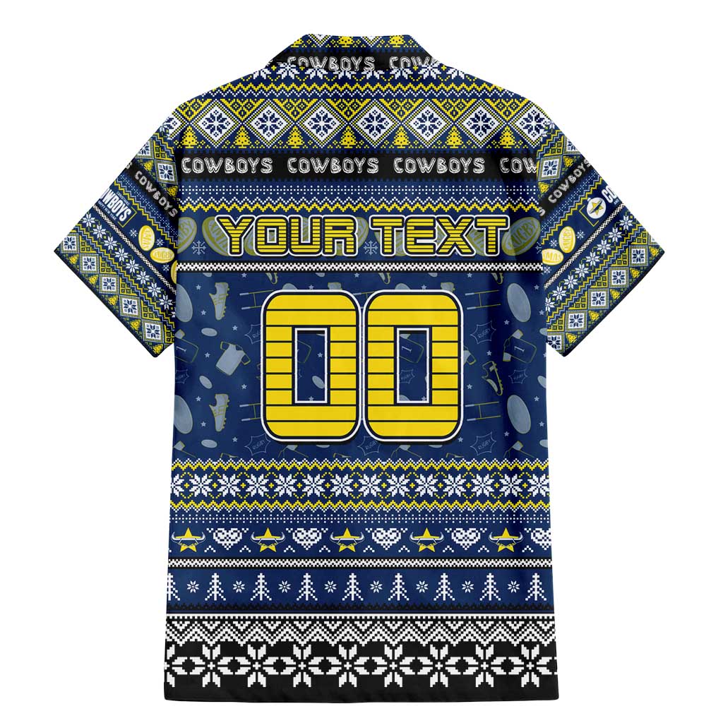 Personalized Cowboys Rugby Xmas Family Matching Mermaid Dress and Hawaiian Shirt Australia NRL Mascot