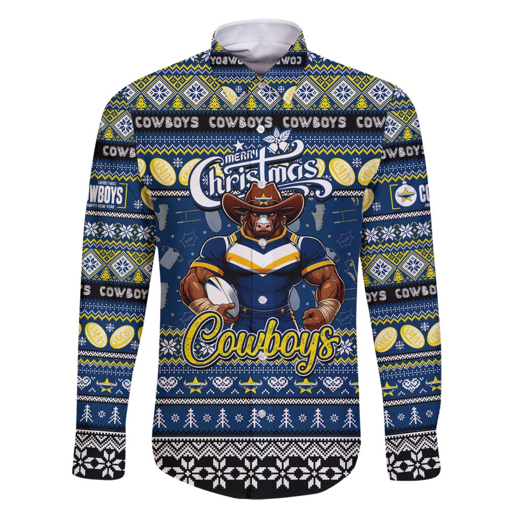 Personalized Cowboys Rugby Xmas Family Matching Puletasi and Hawaiian Shirt Australia NRL Mascot