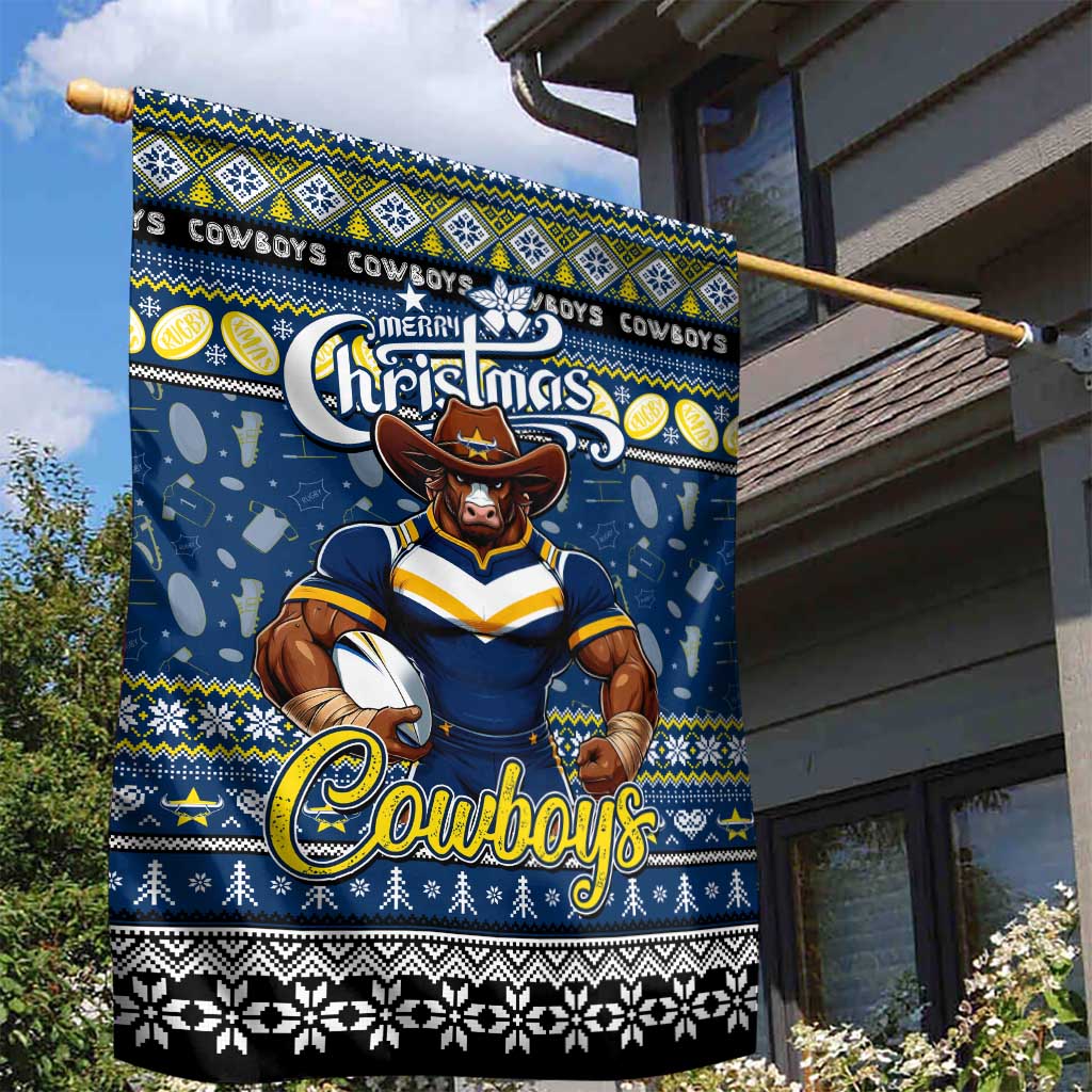 Cowboys Rugby Xmas Garden Flag Australia NRL Mascot - Vibe Hoodie Shop
