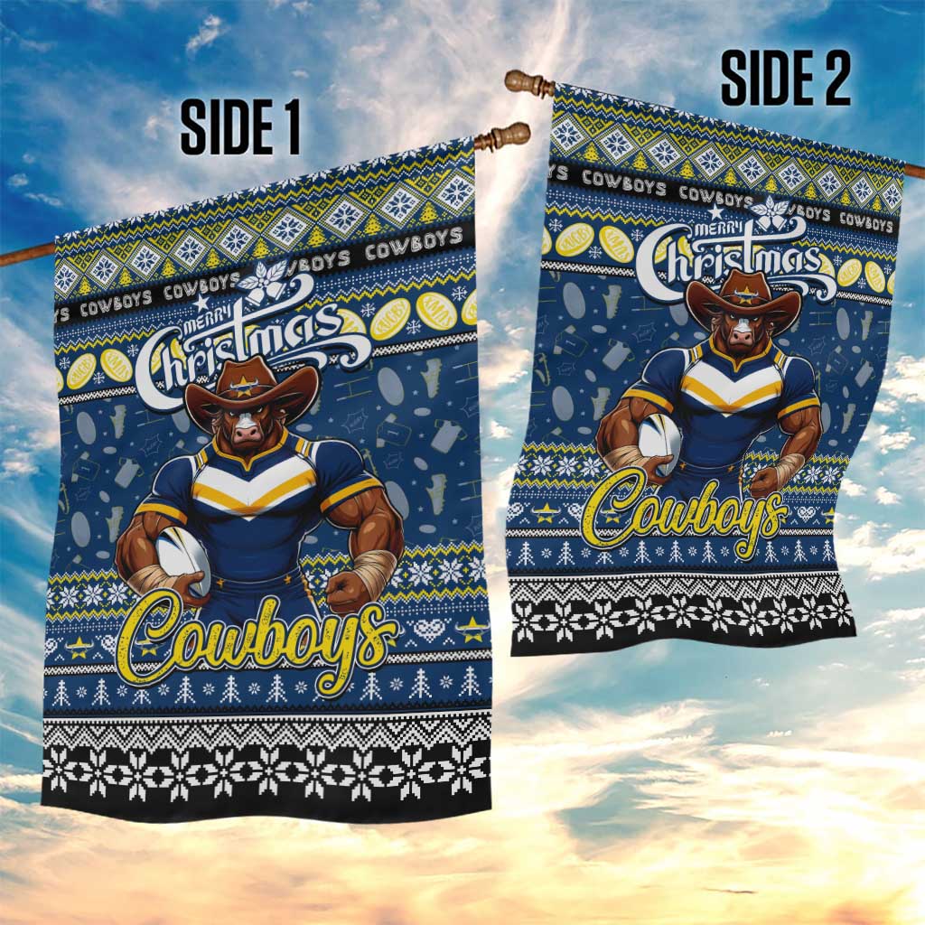 Cowboys Rugby Xmas Garden Flag Australia NRL Mascot - Vibe Hoodie Shop