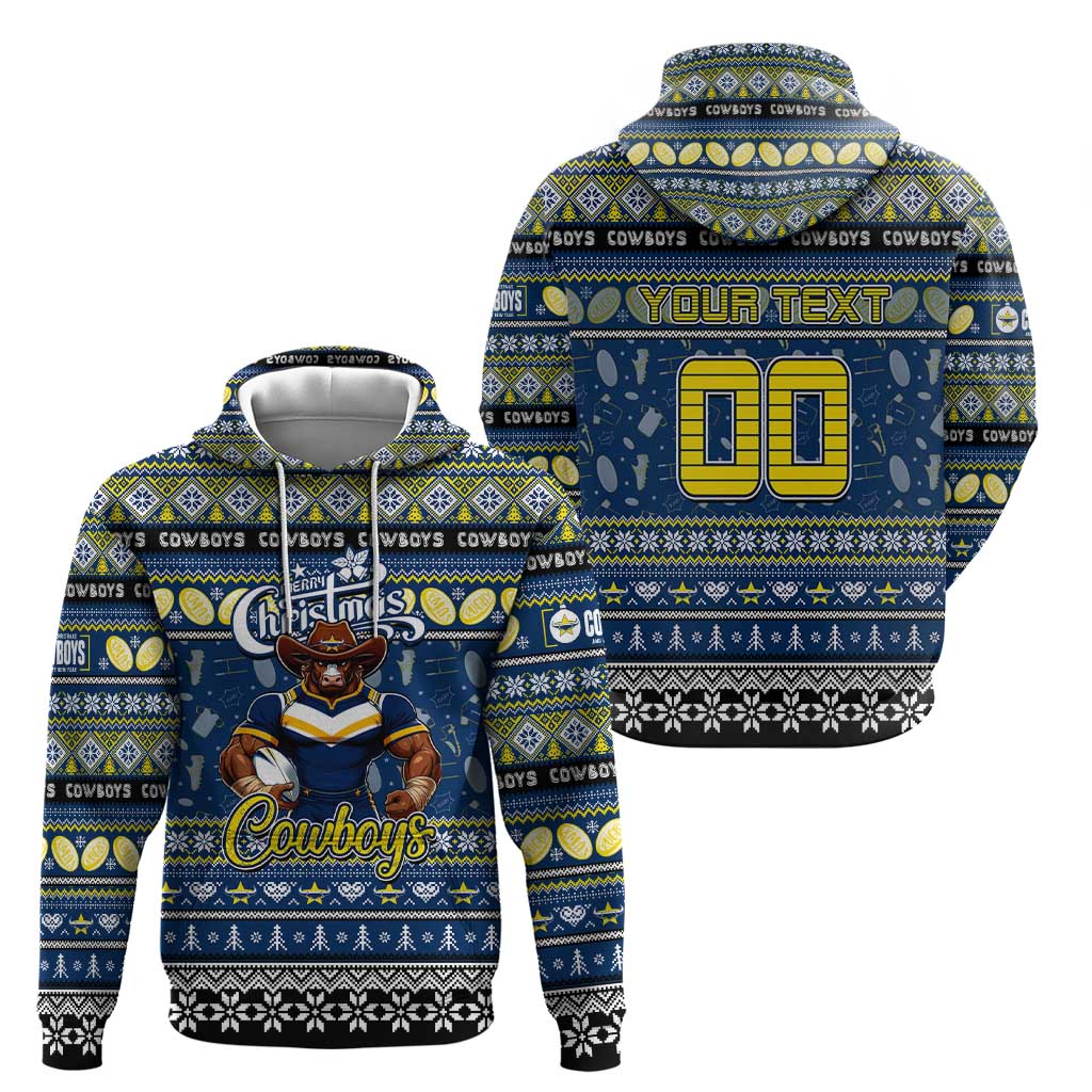 Personalized Cowboys Rugby Xmas Hoodie Australia NRL Mascot - Vibe Hoodie Shop