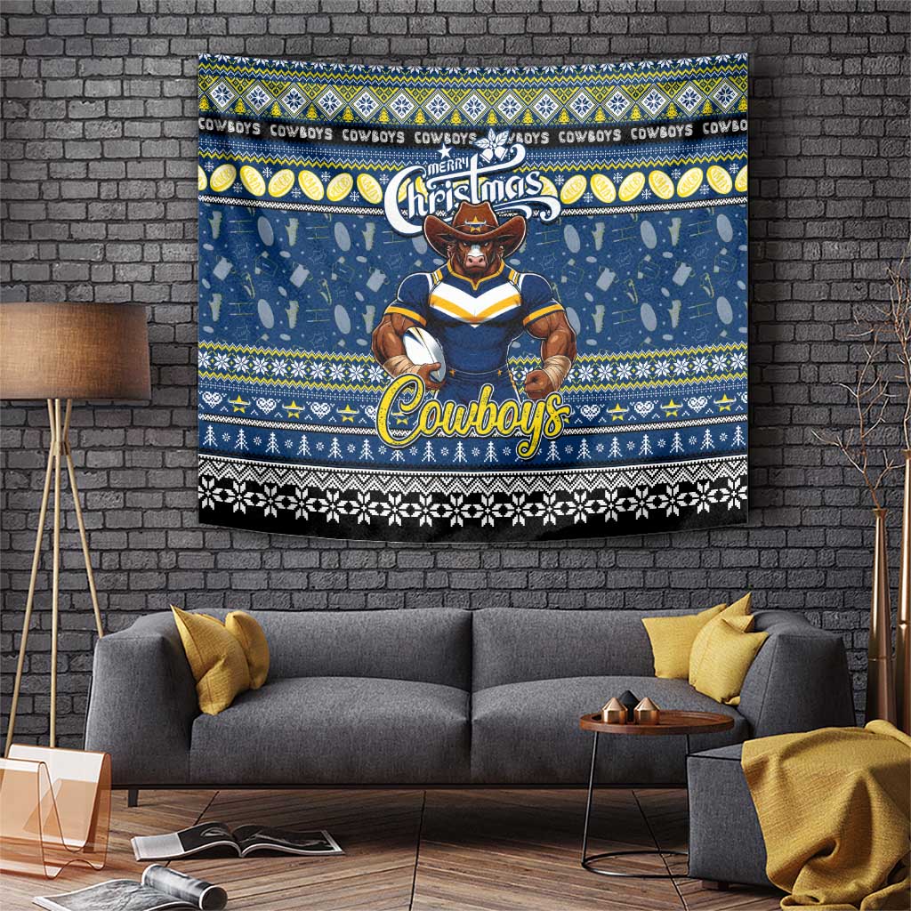 Cowboys Rugby Xmas Tapestry Australia NRL Mascot - Vibe Hoodie Shop