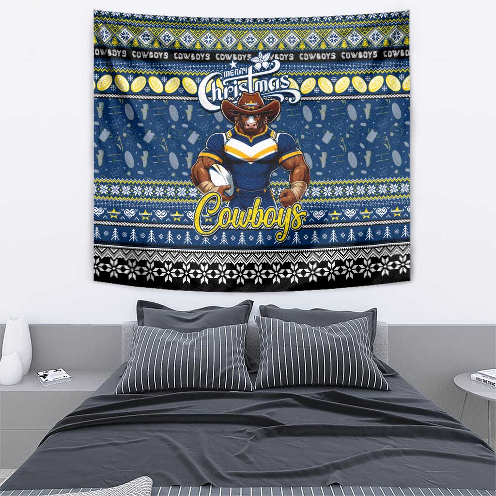 Cowboys Rugby Xmas Tapestry Australia NRL Mascot - Vibe Hoodie Shop