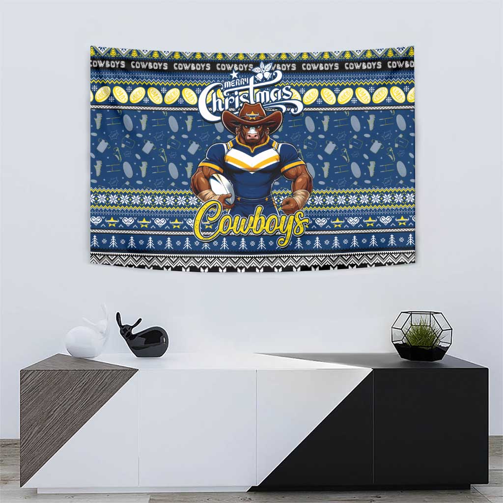 Cowboys Rugby Xmas Tapestry Australia NRL Mascot - Vibe Hoodie Shop