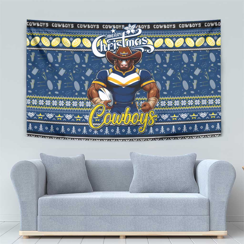 Cowboys Rugby Xmas Tapestry Australia NRL Mascot - Vibe Hoodie Shop