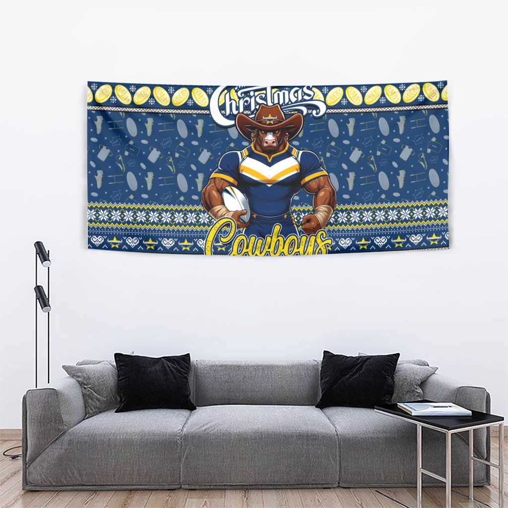 Cowboys Rugby Xmas Tapestry Australia NRL Mascot - Vibe Hoodie Shop