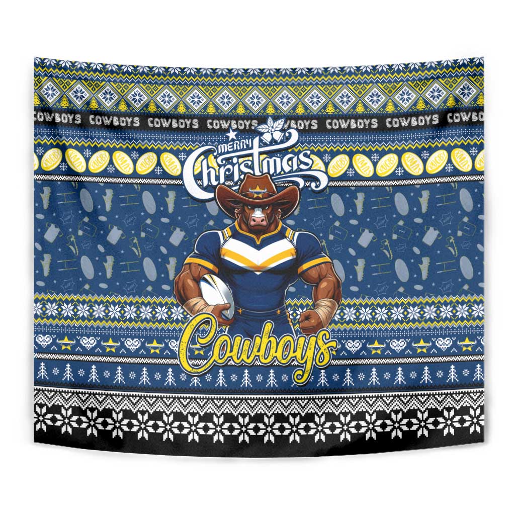 Cowboys Rugby Xmas Tapestry Australia NRL Mascot - Vibe Hoodie Shop