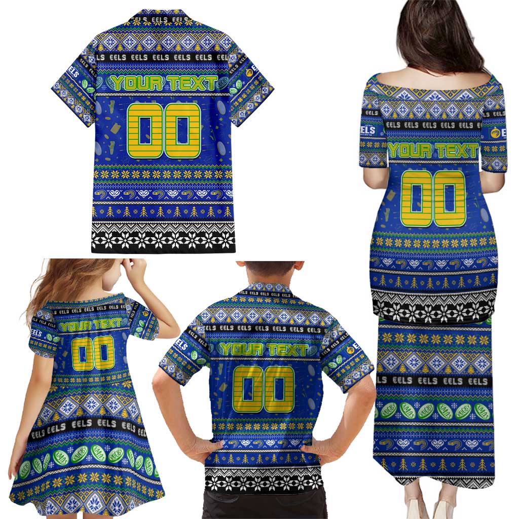 Personalized Eels Rugby Xmas Family Matching Puletasi and Hawaiian Shirt Australia NRL Mascot