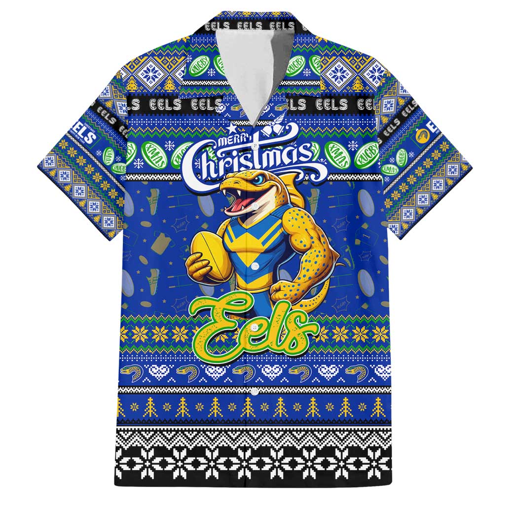 Personalized Eels Rugby Xmas Family Matching Puletasi and Hawaiian Shirt Australia NRL Mascot