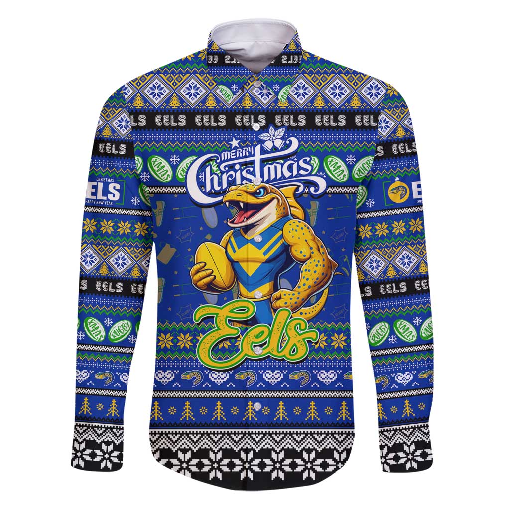 Personalized Eels Rugby Xmas Family Matching Puletasi and Hawaiian Shirt Australia NRL Mascot