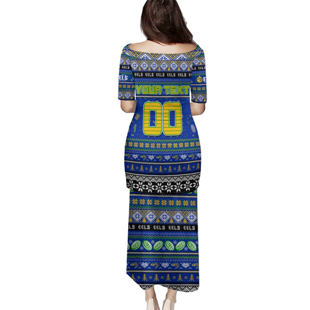 Personalized Eels Rugby Xmas Family Matching Puletasi and Hawaiian Shirt Australia NRL Mascot