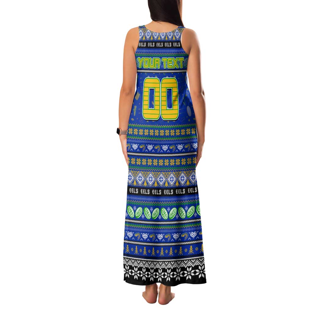 Personalized Eels Rugby Xmas Family Matching Tank Maxi Dress and Hawaiian Shirt Australia NRL Mascot