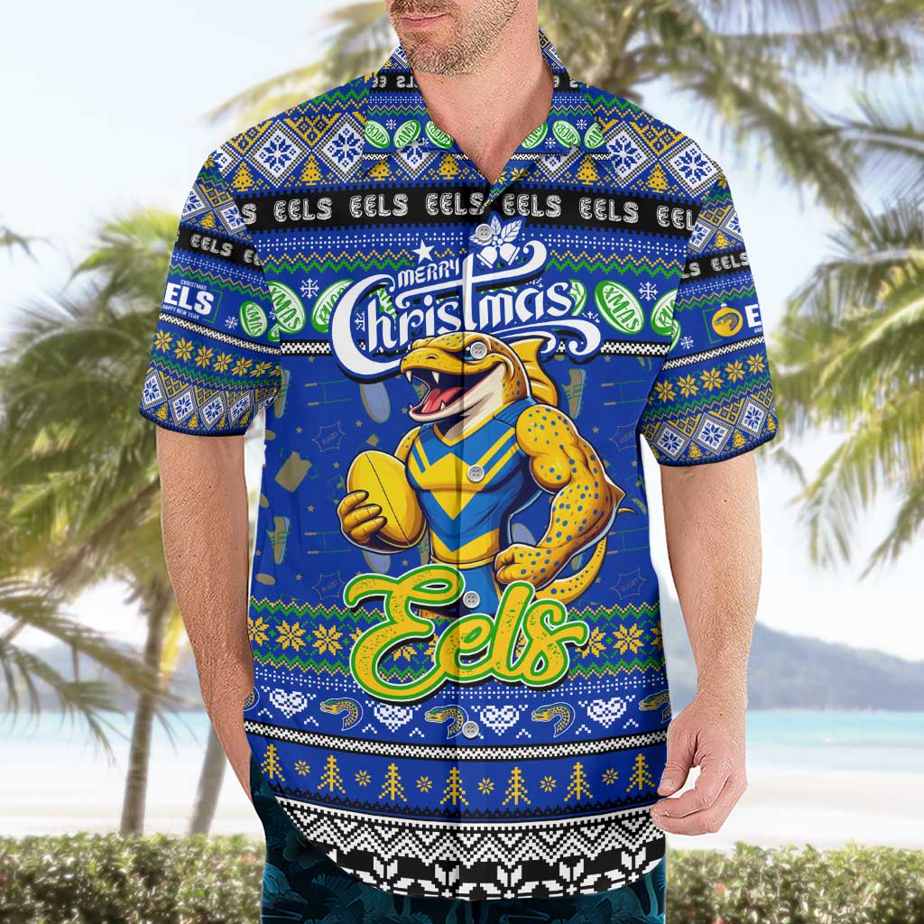 Personalized Eels Rugby Xmas Hawaiian Shirt Australia NRL Mascot - Vibe Hoodie Shop