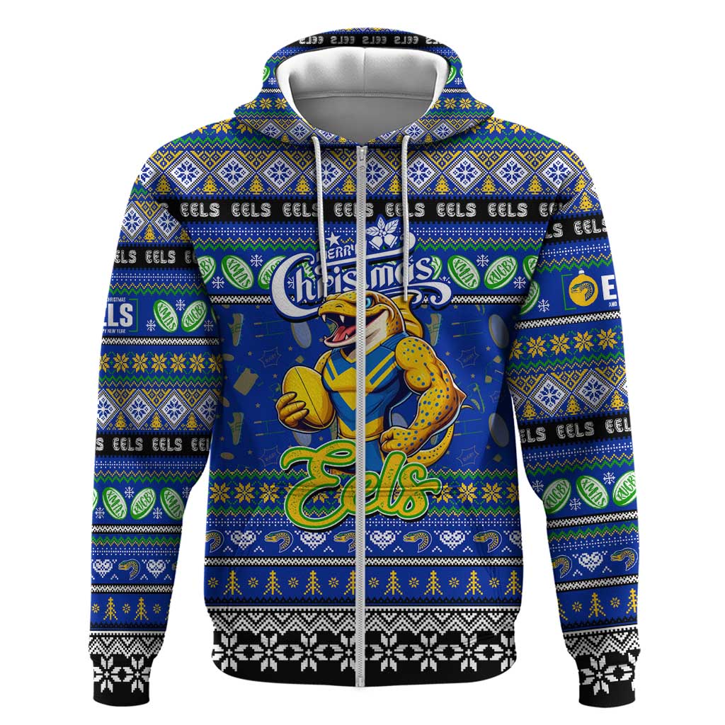 Personalized Eels Rugby Xmas Hoodie Australia NRL Mascot - Vibe Hoodie Shop
