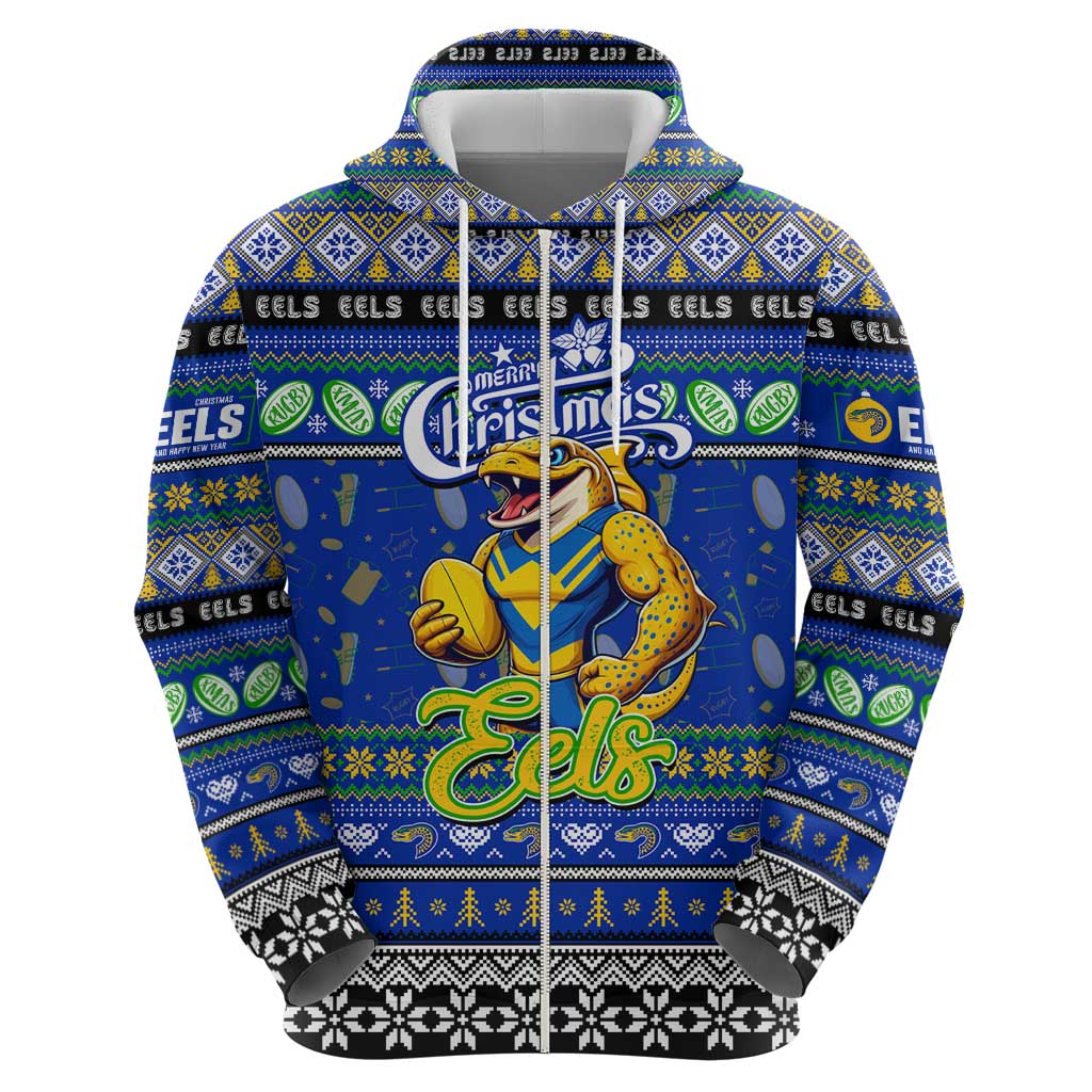 Personalized Eels Rugby Xmas Hoodie Australia NRL Mascot - Vibe Hoodie Shop