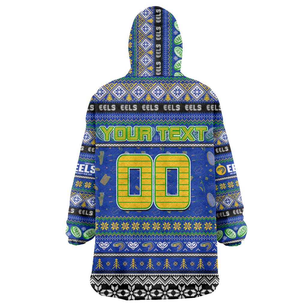 Personalized Eels Rugby Xmas Wearable Blanket Hoodie Australia NRL Mascot - Vibe Hoodie Shop