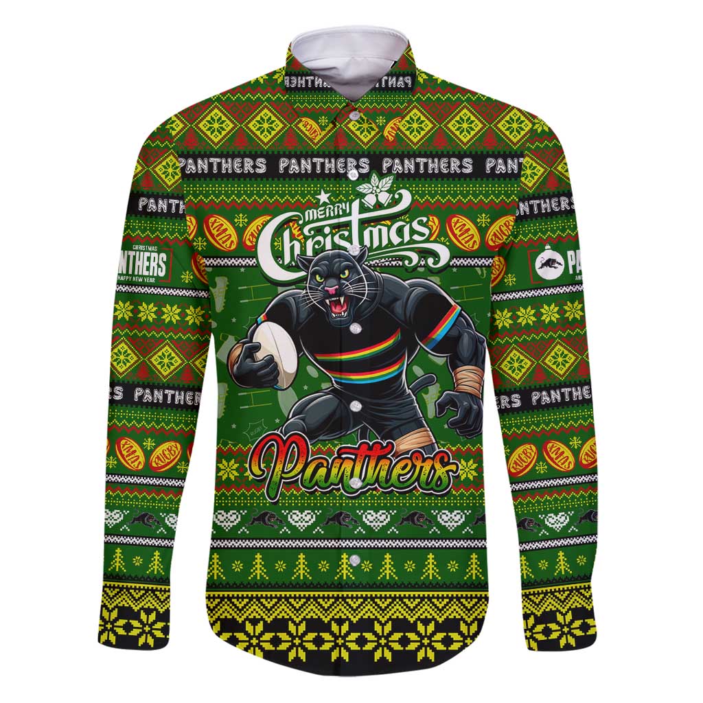 Personalized Panthers Rugby Xmas Family Matching Puletasi and Hawaiian Shirt Australia NRL Mascot