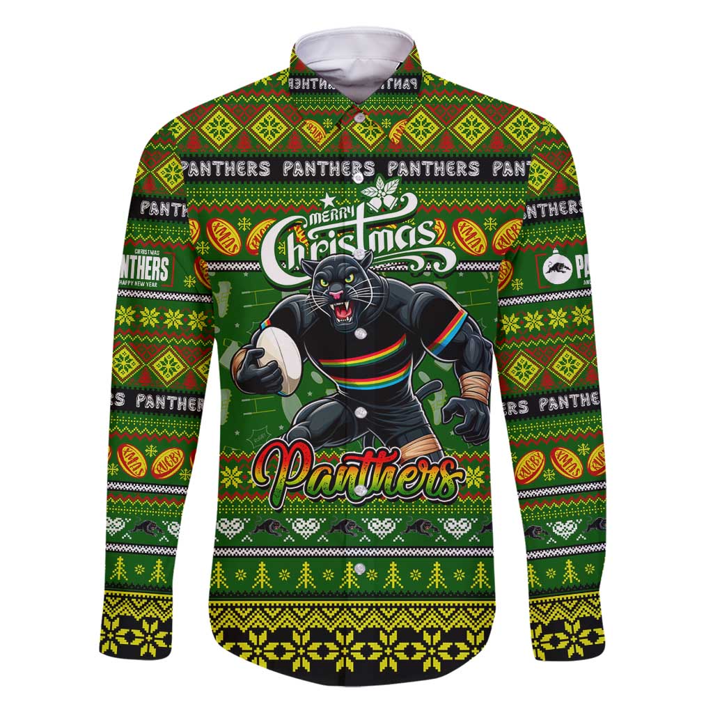 Personalized Panthers Rugby Xmas Family Matching Summer Maxi Dress and Hawaiian Shirt Australia NRL Mascot