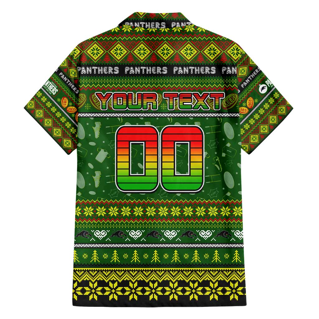 Personalized Panthers Rugby Xmas Family Matching Tank Maxi Dress and Hawaiian Shirt Australia NRL Mascot