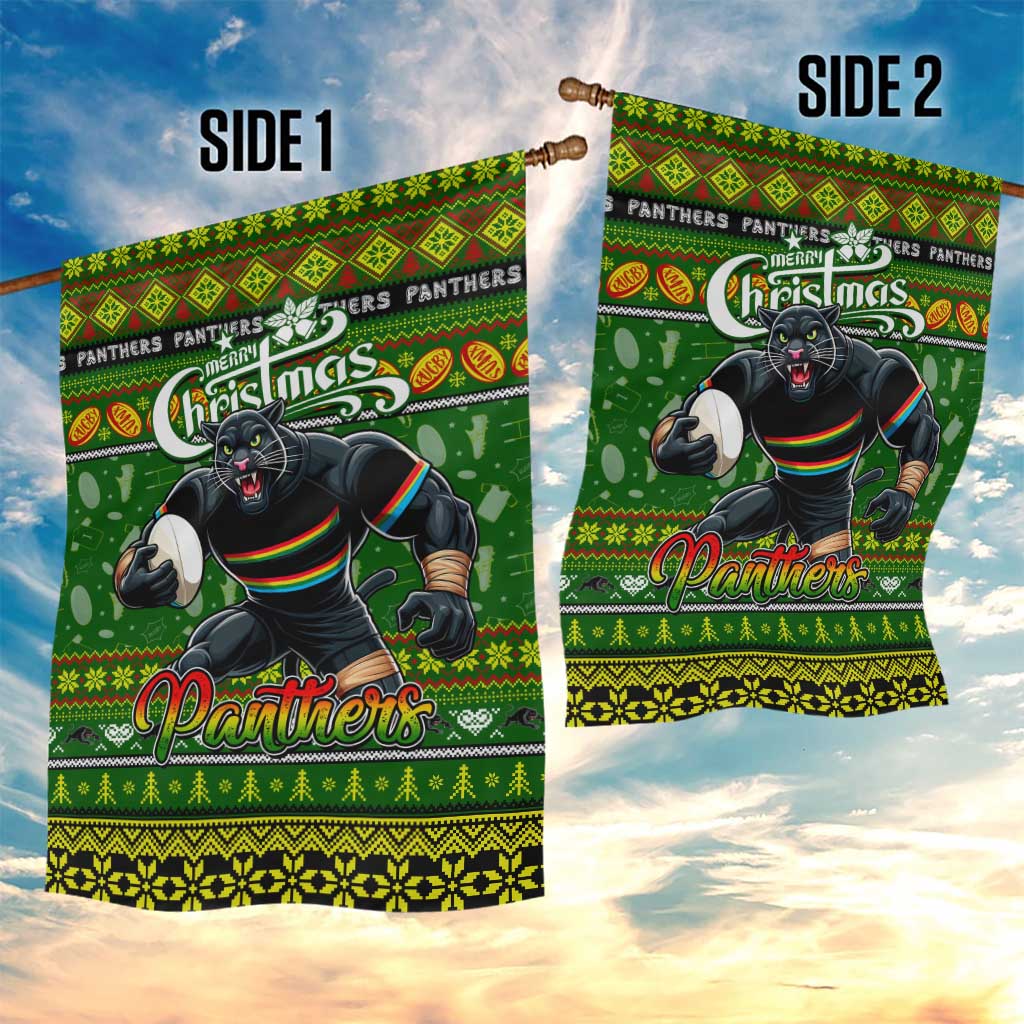 Panthers Rugby Xmas Garden Flag Australia NRL Mascot - Vibe Hoodie Shop