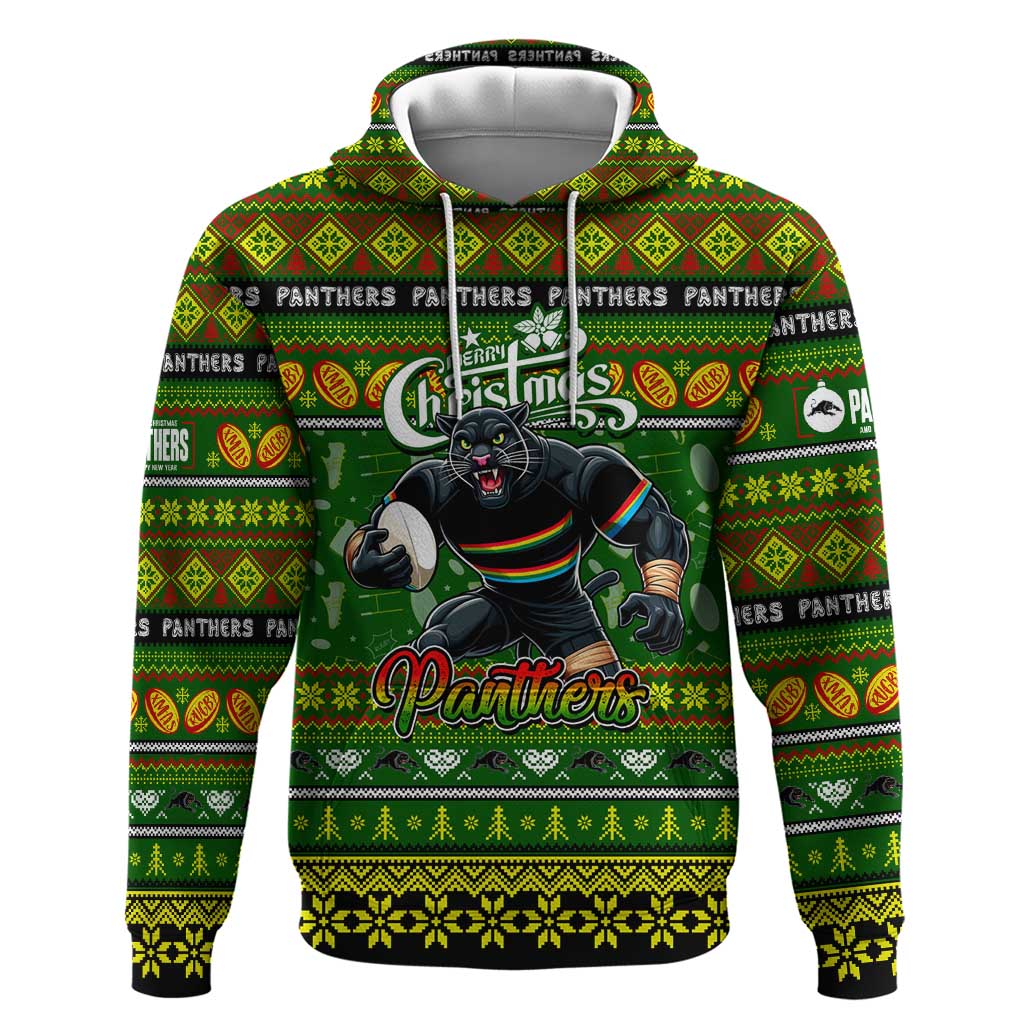 Personalized Panthers Rugby Xmas Hoodie Australia NRL Mascot - Vibe Hoodie Shop