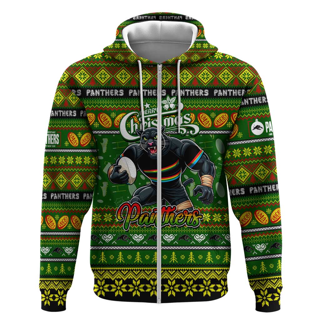 Personalized Panthers Rugby Xmas Hoodie Australia NRL Mascot - Vibe Hoodie Shop