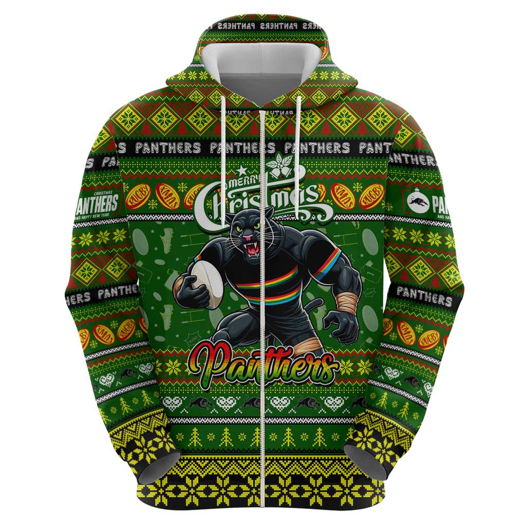 Personalized Panthers Rugby Xmas Hoodie Australia NRL Mascot - Vibe Hoodie Shop