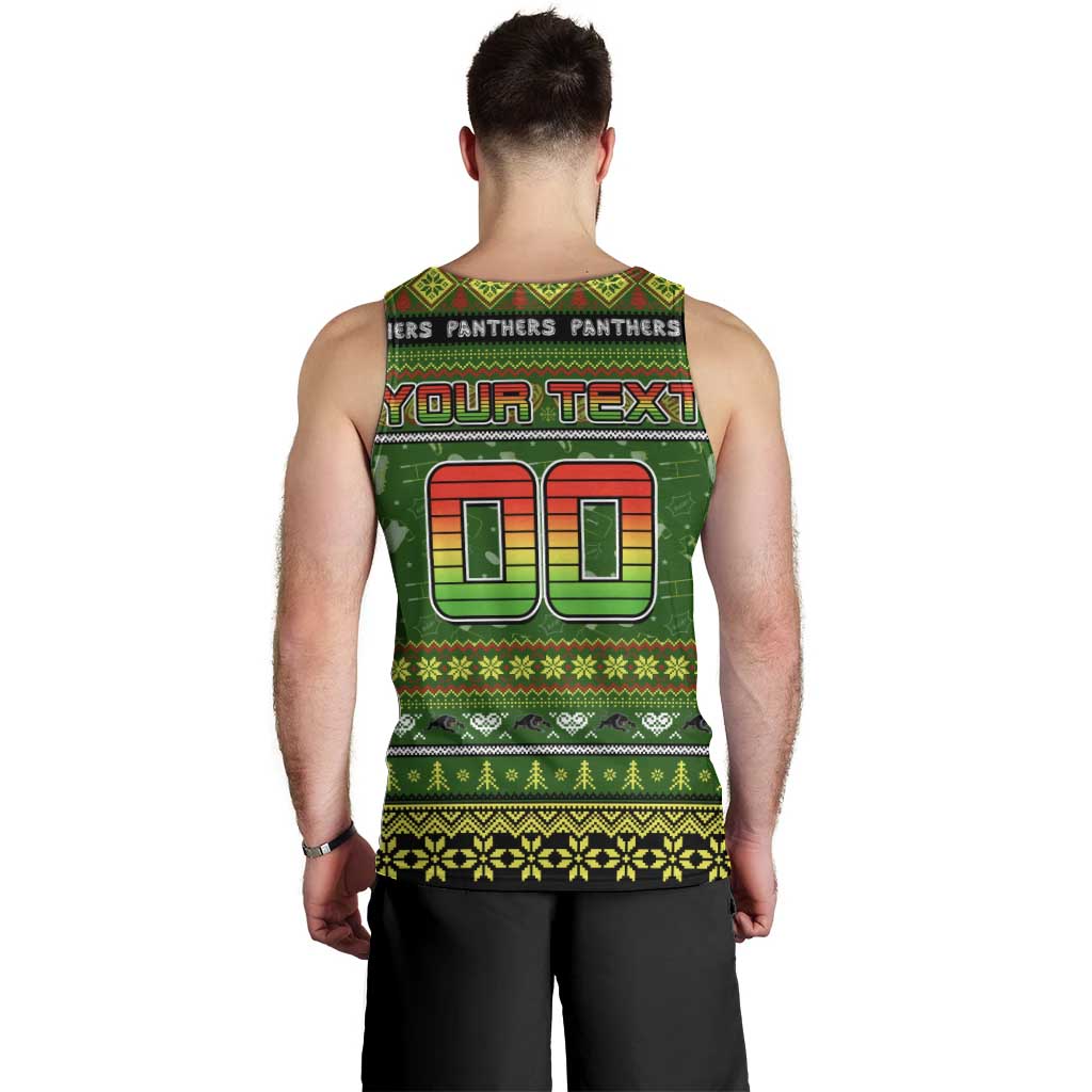 Personalized Panthers Rugby Xmas Men Tank Top Australia NRL Mascot - Vibe Hoodie Shop