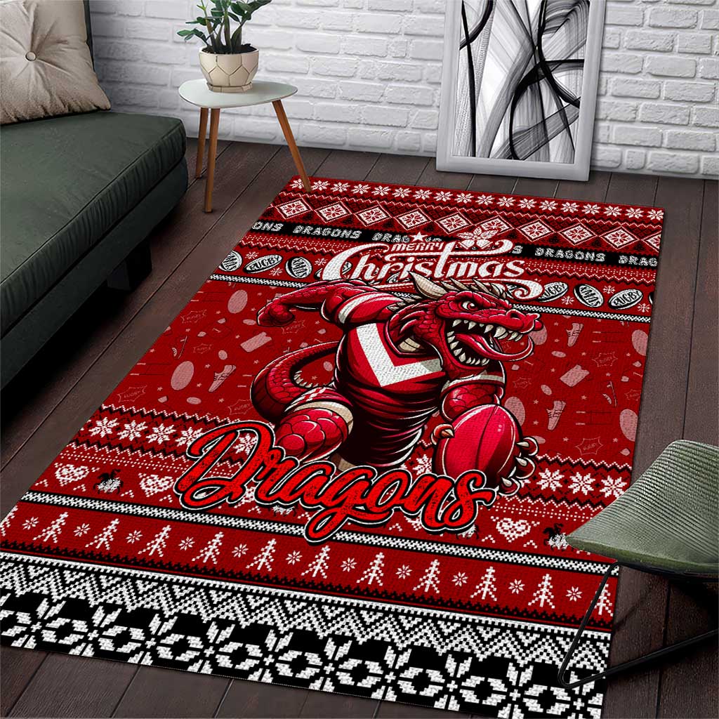 Dragons Rugby Xmas Area Rug Australia NRL Mascot - Vibe Hoodie Shop