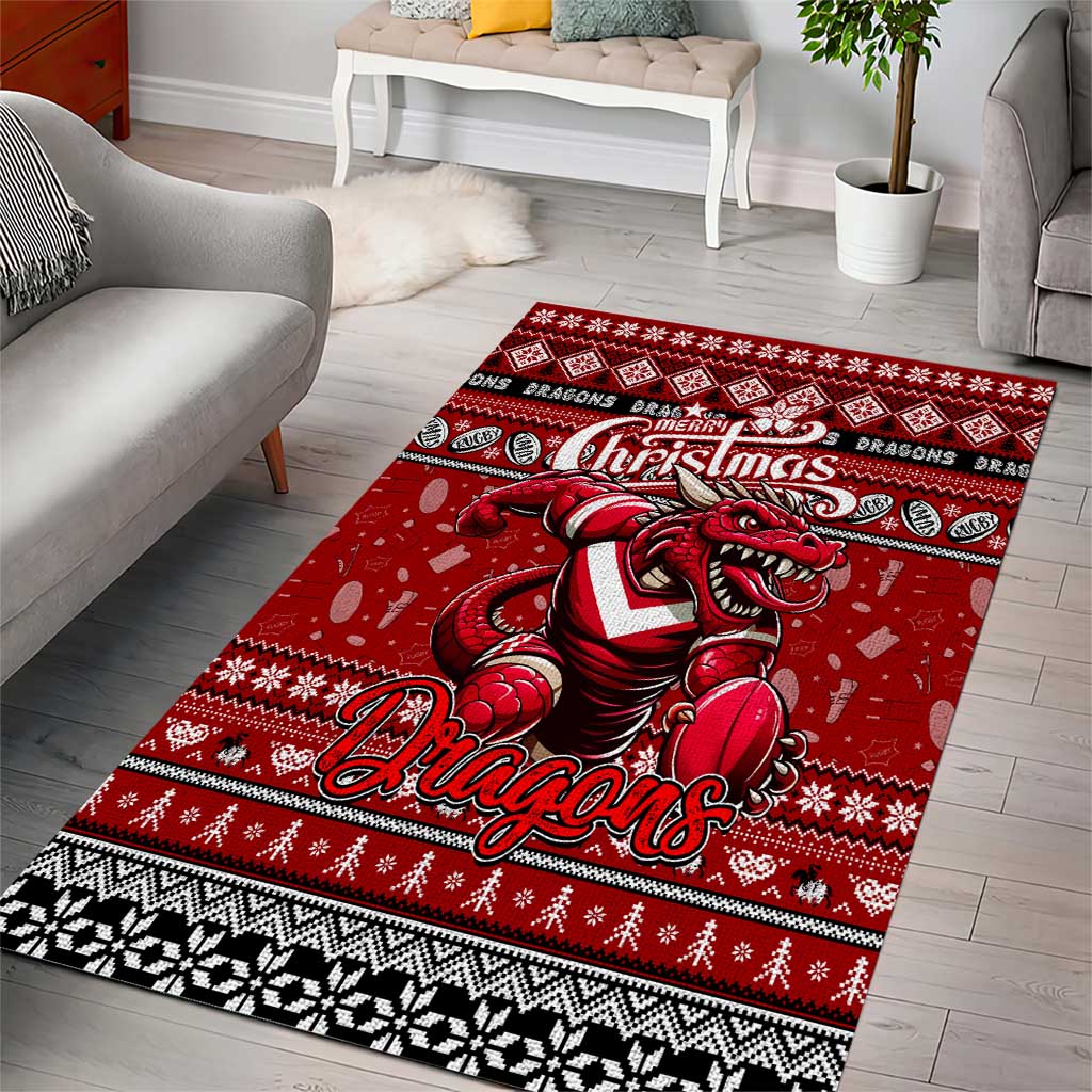 Dragons Rugby Xmas Area Rug Australia NRL Mascot - Vibe Hoodie Shop