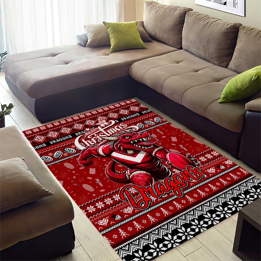 Dragons Rugby Xmas Area Rug Australia NRL Mascot - Vibe Hoodie Shop