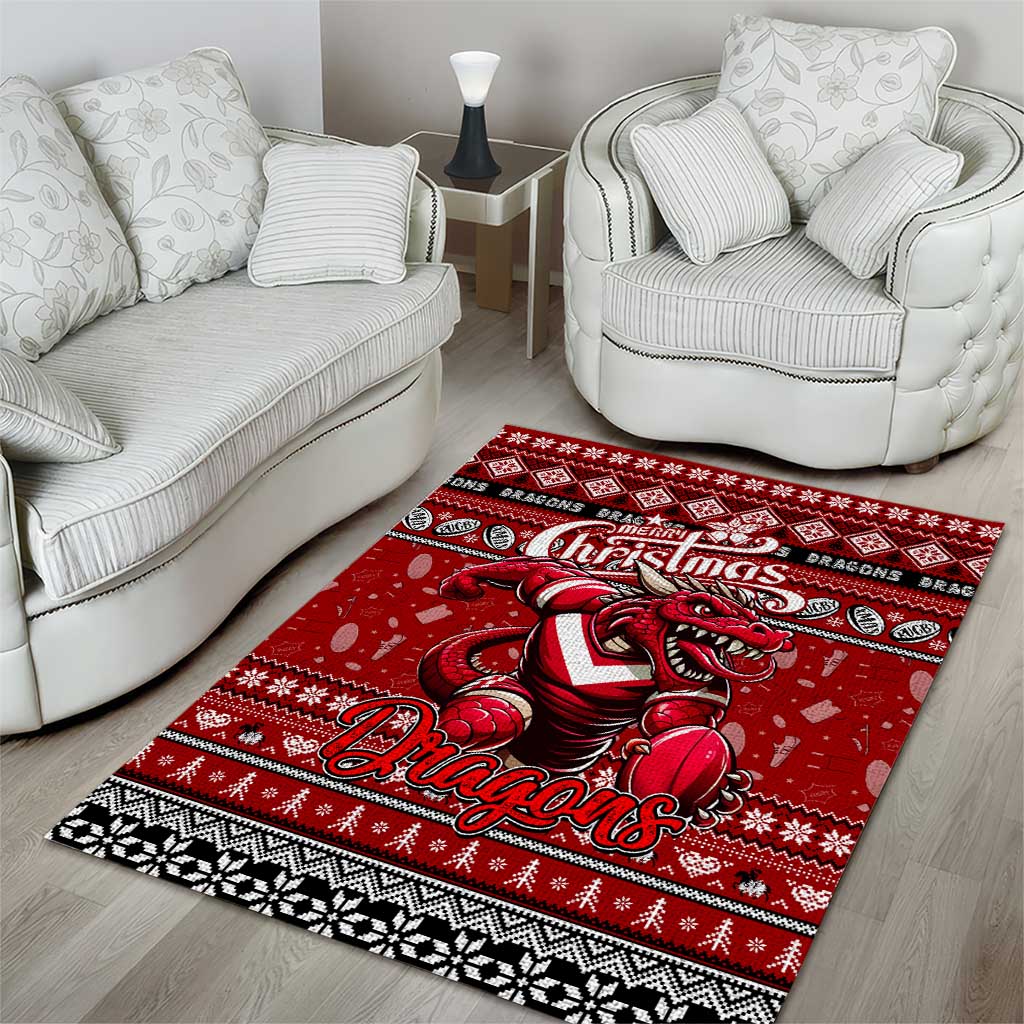 Dragons Rugby Xmas Area Rug Australia NRL Mascot - Vibe Hoodie Shop