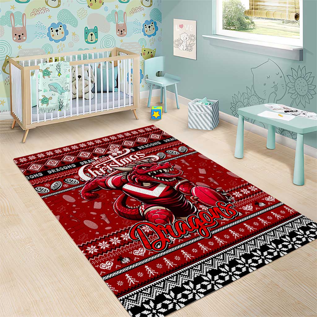 Dragons Rugby Xmas Area Rug Australia NRL Mascot - Vibe Hoodie Shop