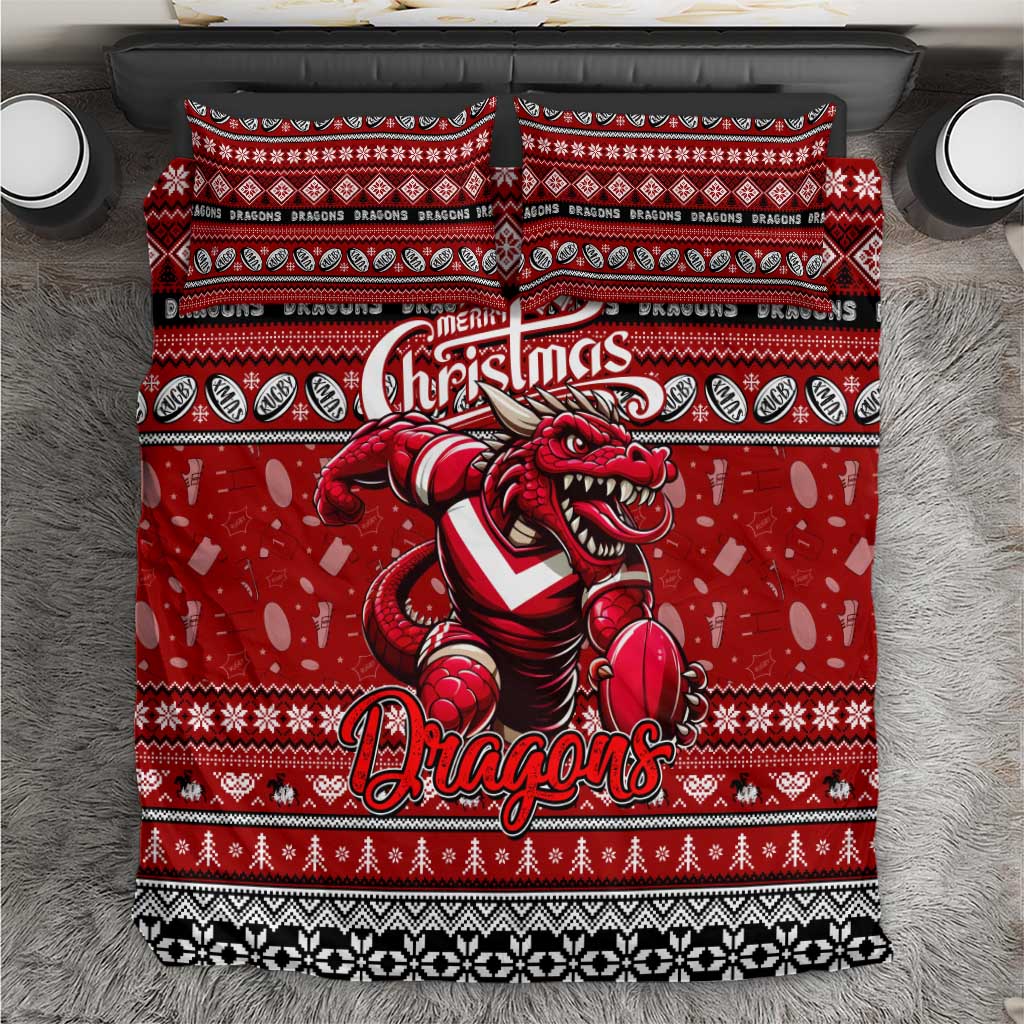 Dragons Rugby Xmas Bedding Set Australia NRL Mascot - Vibe Hoodie Shop