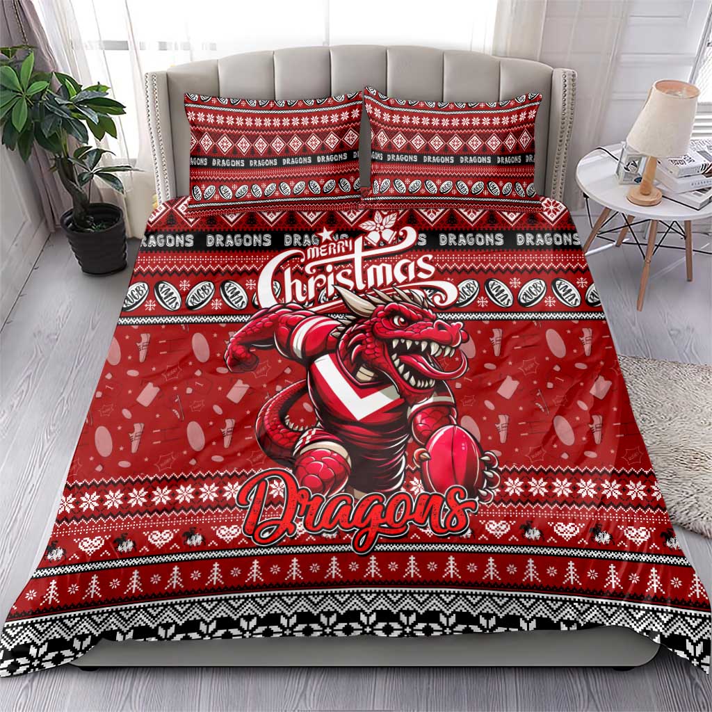 Dragons Rugby Xmas Bedding Set Australia NRL Mascot - Vibe Hoodie Shop