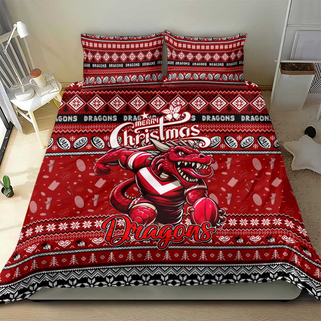 Dragons Rugby Xmas Bedding Set Australia NRL Mascot - Vibe Hoodie Shop