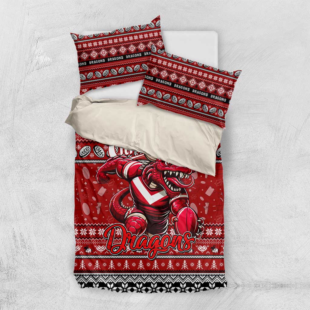 Dragons Rugby Xmas Bedding Set Australia NRL Mascot - Vibe Hoodie Shop