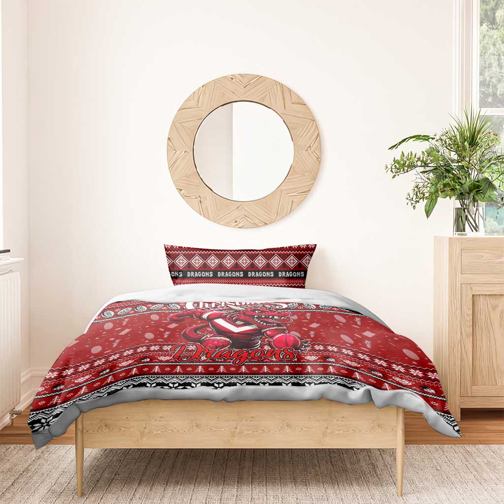 Dragons Rugby Xmas Bedding Set Australia NRL Mascot - Vibe Hoodie Shop