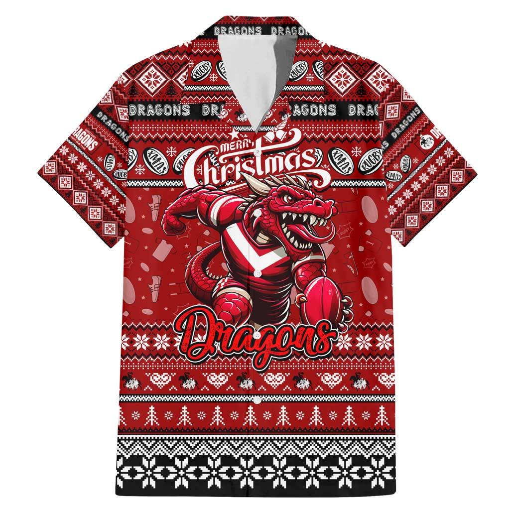 Personalized Dragons Rugby Xmas Family Matching Mermaid Dress and Hawaiian Shirt Australia NRL Mascot