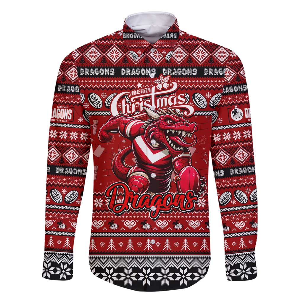 Personalized Dragons Rugby Xmas Family Matching Mermaid Dress and Hawaiian Shirt Australia NRL Mascot