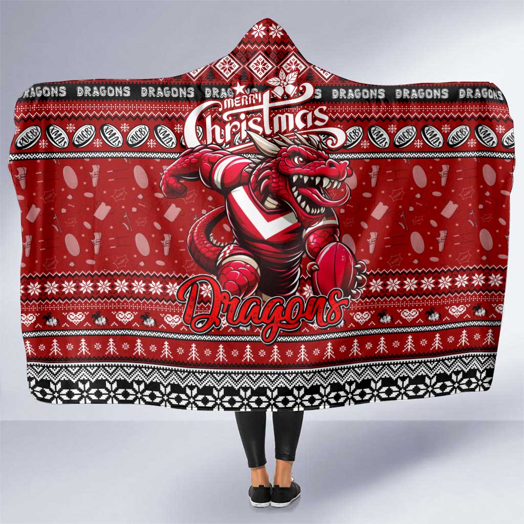 Dragons Rugby Xmas Hooded Blanket Australia NRL Mascot