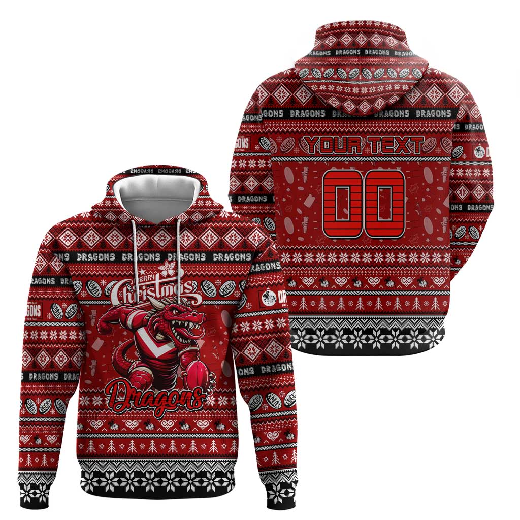 Personalized Dragons Rugby Xmas Hoodie Australia NRL Mascot - Vibe Hoodie Shop