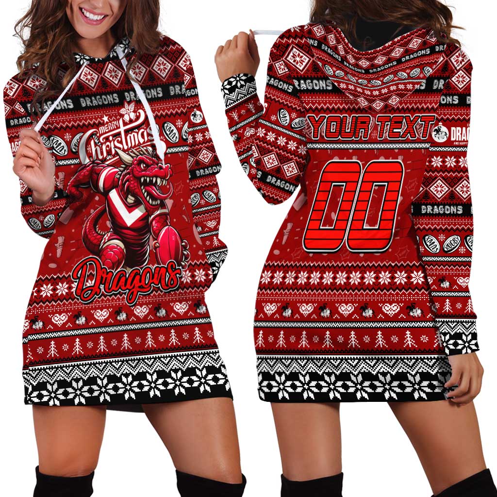 Personalized Dragons Rugby Xmas Hoodie Dress Australia NRL Mascot - Vibe Hoodie Shop