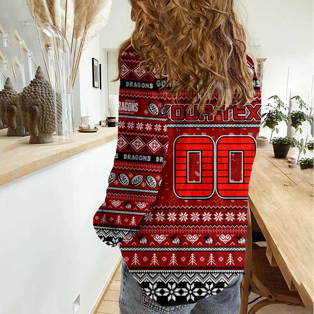 Personalized Dragons Rugby Xmas Women Casual Shirt Australia NRL Mascot - Vibe Hoodie Shop