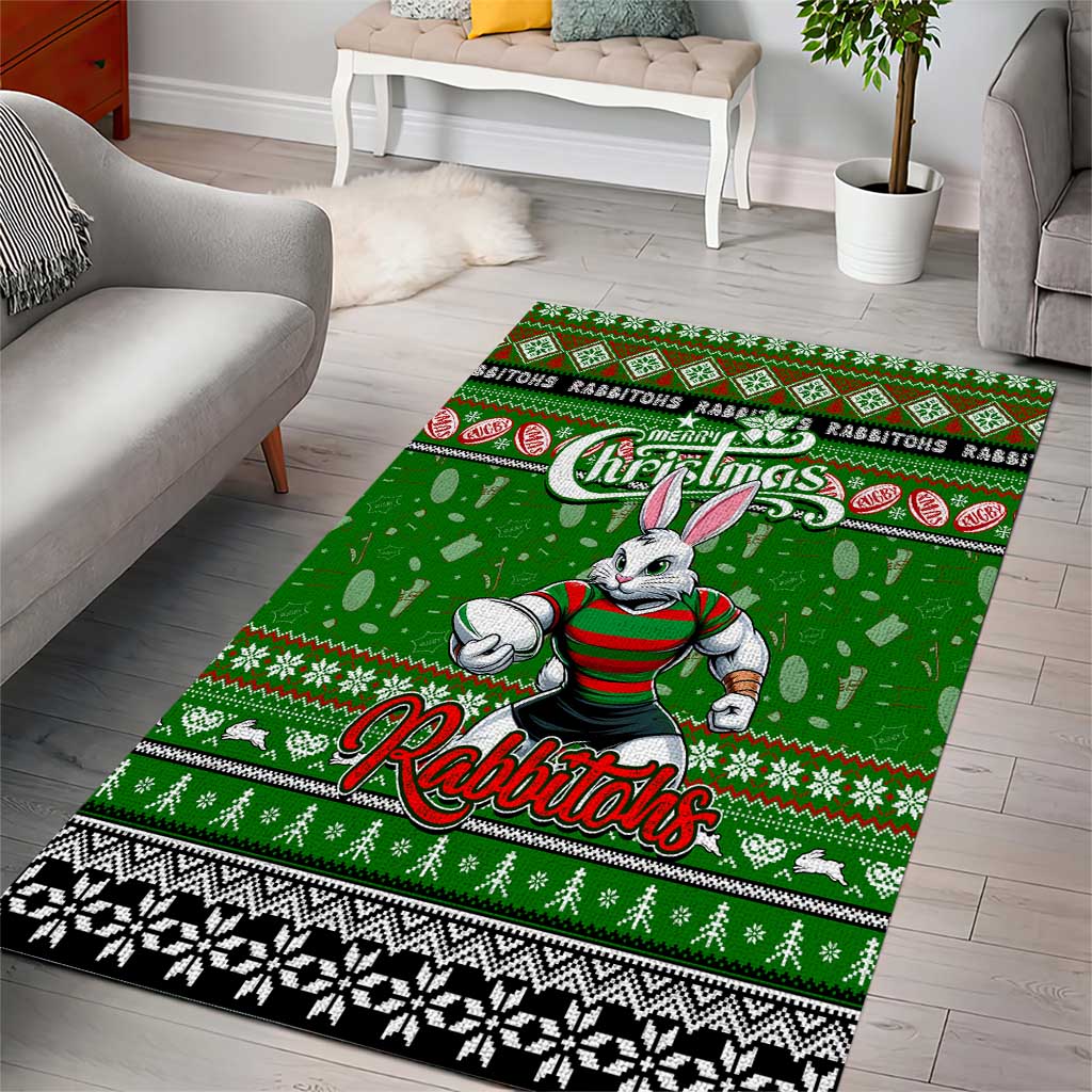 Rabbitohs Rugby Xmas Area Rug Australia NRL Mascot - Vibe Hoodie Shop